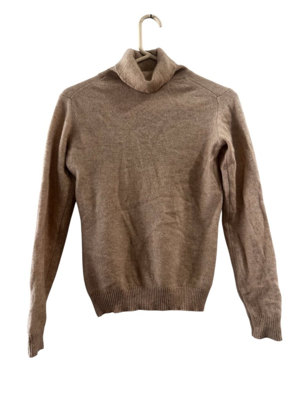 Burton 100% Cashmere Turtleneck Sweater Womens Small Beige Luxury Classic Italy